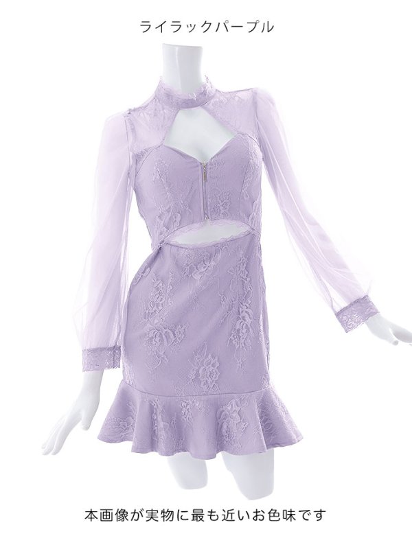 画像24: 新色登場!花柄刺繍レースドレス/マーメイド/フロントファスナー/ノースリーブ/ウエスト魅せ/肌魅せ/谷間見せ/ミニドレス/キャバドレス【S-XLサイズ/4カラー】[OF01-X] 【SB】dzw