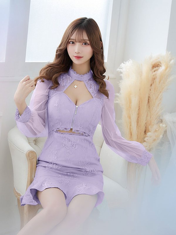 画像16: 新色登場!花柄刺繍レースドレス/マーメイド/フロントファスナー/ノースリーブ/ウエスト魅せ/肌魅せ/谷間見せ/ミニドレス/キャバドレス【S-XLサイズ/4カラー】[OF01-X] 【SB】dzw