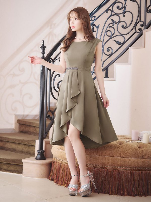 画像8: SALE!【Glera/グレイラ】ノースリーブワンピースドレス/アシメスカート/ビジュー/胸元隠し/背中隠し/ミディアムドレス/キャバドレス【M-XLサイズ/2カラー】[HC02]【SB】dzw