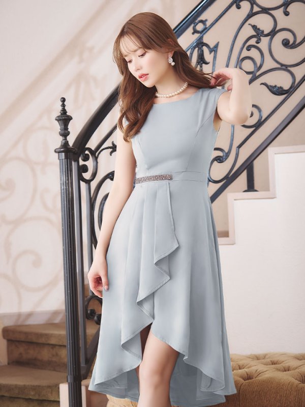 画像3: SALE!【Glera/グレイラ】ノースリーブワンピースドレス/アシメスカート/ビジュー/胸元隠し/背中隠し/ミディアムドレス/キャバドレス【M-XLサイズ/2カラー】[HC02]【SB】dzw