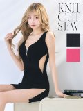 SALE!再入荷!フロントファスナーノースリーブニットドレス/サイドシアー/ジップアップ/谷間見せ/無地/ミニドレス/キャバドレス【XS-Mサイズ/2カラー】[OF04-U] 【SB】dzw