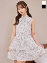送料無料!ボウタイリボンドットフレアワンピース/キャバドレス【S-Mサイズ/2カラー】【予約商品/12月上旬発送予定】[OF03] 【FS】
