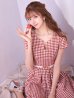 画像3: SALE!レッドスイートツイードフレアーワンピースドレス/ベルト/チェック柄/胸元隠し/背中隠し/フレアー/ミディアムドレス/キャバドレス【S-Lサイズ/1カラー】[OF04-X] 【SB】dzw