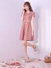 画像2: SALE!レッドスイートツイードフレアーワンピースドレス/ベルト/チェック柄/胸元隠し/背中隠し/フレアー/ミディアムドレス/キャバドレス【S-Lサイズ/1カラー】[OF04-X] 【SB】dzw (2)