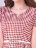 画像5: SALE!レッドスイートツイードフレアーワンピースドレス/ベルト/チェック柄/胸元隠し/背中隠し/フレアー/ミディアムドレス/キャバドレス【S-Lサイズ/1カラー】[OF04-X] 【SB】dzw