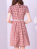 画像7: SALE!レッドスイートツイードフレアーワンピースドレス/ベルト/チェック柄/胸元隠し/背中隠し/フレアー/ミディアムドレス/キャバドレス【S-Lサイズ/1カラー】[OF04-X] 【SB】dzw