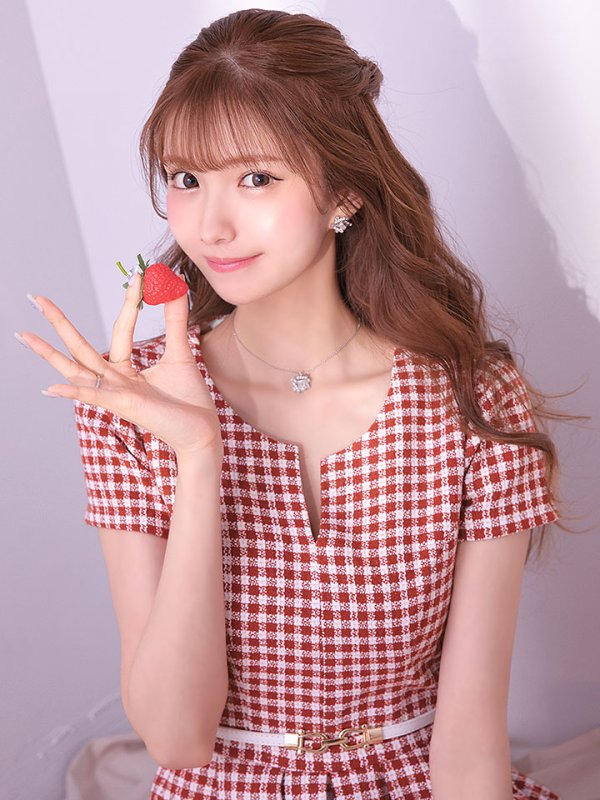 画像11: SALE!レッドスイートツイードフレアーワンピースドレス/ベルト/チェック柄/胸元隠し/背中隠し/フレアー/ミディアムドレス/キャバドレス【S-Lサイズ/1カラー】[HC02-X] 【SB】dzw