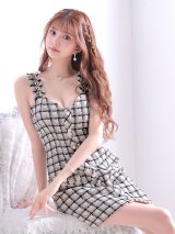 SALE!キャミツイードミニドレス/チェーン/ボタン/谷間見せ/背中見せ/ミニドレス/キャバドレス 【S-Lサイズ/2カラー】[OF04] 【SB】dzw
