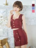 【ファイナルセール】新色登場!ノースリーブ2ピースドレス/フリンジ/ゴールドボタン/谷間見せ/背中見せ/ミニドレス/キャバドレス 【S-Mサイズ/4カラー】[OF04-U] 【SB】dzw
