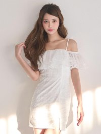 シフォンオフショルダータイトミニドレス/キャバドレス【XS-Mサイズ/1カラー】[OF04]