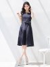 画像3: SALE!ステッチデニムワンピースドレス/スリットネック/ノースリーブ/リボンベルト/ミディアムドレス/谷間見せ/背中隠し/キャバドレス【S-Mサイズ/1カラー】[OF04] 【SB】dzw