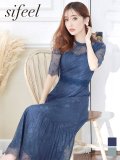 SALE!【sifeel/シフィール】総レースフェミニンワンピースドレス/フレアー/胸元隠し/ミディアムドレス/キャバドレス【S-Lサイズ/2カラー】[OF04] 【SB】dzw