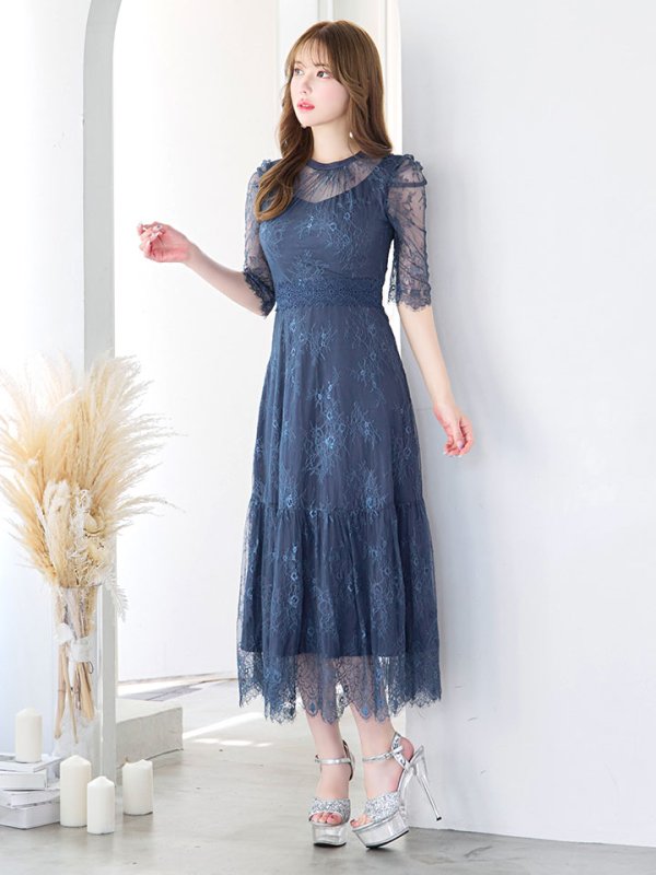 画像11: SALE!【sifeel/シフィール】総レースフェミニンワンピースドレス/フレアー/胸元隠し/ミディアムドレス/キャバドレス【S-Lサイズ/2カラー】[HC02] 【SB】dzw