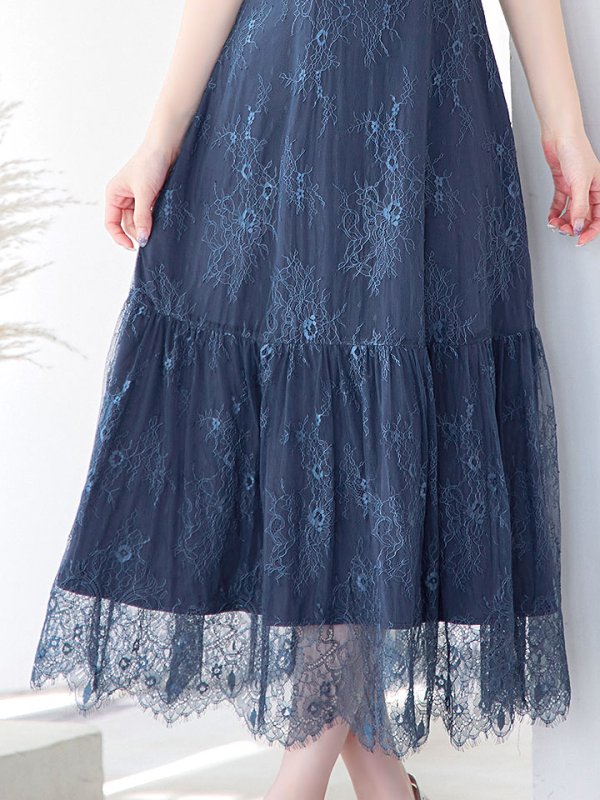 画像11: SALE!【sifeel/シフィール】総レースフェミニンワンピースドレス/フレアー/胸元隠し/ミディアムドレス/キャバドレス【S-Lサイズ/2カラー】[HC02] 【SB】dzw