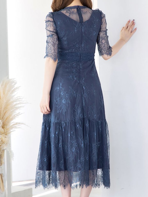 画像12: SALE!【sifeel/シフィール】総レースフェミニンワンピースドレス/フレアー/胸元隠し/ミディアムドレス/キャバドレス【S-Lサイズ/2カラー】[HC02] 【SB】dzw