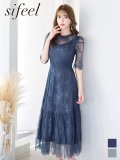SALE!【sifeel/シフィール】総レースフェミニンワンピースドレス/フレアー/胸元隠し/ミディアムドレス/キャバドレス【S-Lサイズ/2カラー】[OF04] 【SB】dzw