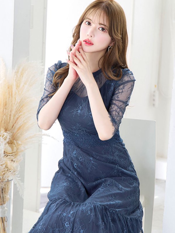 画像12: SALE!【sifeel/シフィール】総レースフェミニンワンピースドレス/フレアー/胸元隠し/ミディアムドレス/キャバドレス【S-Lサイズ/2カラー】[HC02] 【SB】dzw