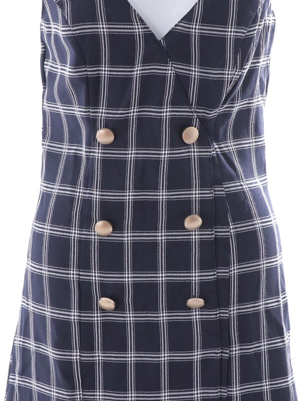 画像25: SALE!チェック柄タイトミニドレス/ダブルボタン/ノースリーブ/金ボタン/谷間見せ/背中見せ/ミニドレス/キャバドレス 【S-Mサイズ/1カラー】[HC02] 【SB】dzw