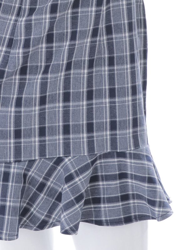 画像30: SALE!チェック柄マーメイドドレス/チェック柄/刺繍/チュール袖/谷間見せ/背中見せ/ミニドレス/キャバドレス【S-Mサイズ/1カラー】[HC02] 【SB】dzwj