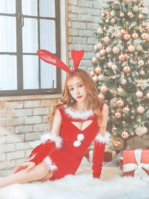 画像8: 【サンタセール！】【サンタコス5点セット】【S-Mサイズ/2カラー】セクシーバニーサンタコスプレ[YMT]