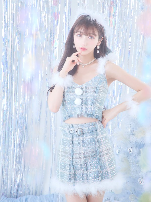 画像8: 【即日発送】【サンタコス5点セット】【XS-Mサイズ/1カラー】セットアップツイードサンタコスプレ[YMT]