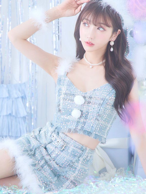 画像9: 【即日発送】【サンタコス5点セット】【XS-Mサイズ/1カラー】セットアップツイードサンタコスプレ[YMT]