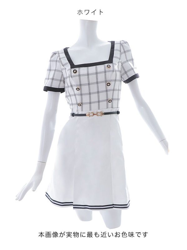 画像21: 【スプリングセール！】SALE!バイカラーチェックワンピースドレス/チェック柄/ボタン/フレアスカート/胸元隠し/背中隠し/ミニドレス/キャバドレス【XS-Mサイズ/1カラー】[OF01] 【SB】dzw