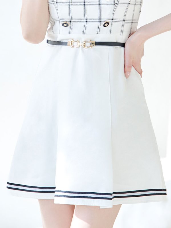 画像6: 【スプリングセール！】SALE!バイカラーチェックワンピースドレス/チェック柄/ボタン/フレアスカート/胸元隠し/背中隠し/ミニドレス/キャバドレス【XS-Mサイズ/1カラー】[OF01] 【SB】dzw