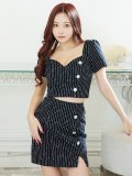 【ファイナルセール】セットアップストライプミニドレス/2ピース/谷間見せ/背中見せ/ショートスリーブ/ミニドレス/キャバドレス 【XS-Mサイズ/1カラー】[OF04] 【SB】dzw