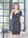 SALE!セットアップストライプミニドレス/2ピース/谷間見せ/背中見せ/ショートスリーブ/ミニドレス/キャバドレス 【XS-Mサイズ/1カラー】[OF04] 【SB】dzw