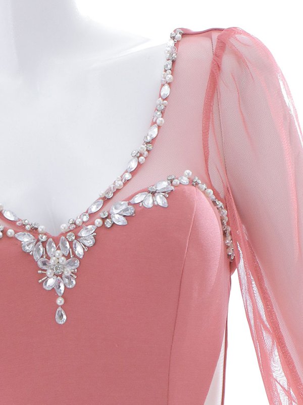 画像17: デコルテビジュードレス/チュール袖/サイド透け/スリット/谷間見せ/背中見せ/ロングドレス/キャバドレス/【S-Lサイズ/2カラー】[HC02]【SB】dzw