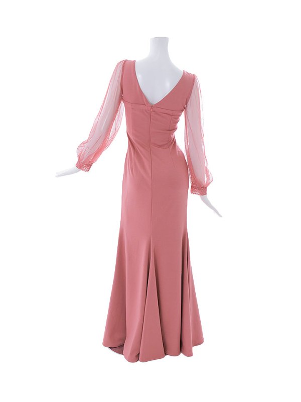 画像16: デコルテビジュードレス/チュール袖/サイド透け/スリット/谷間見せ/背中見せ/ロングドレス/キャバドレス/【S-Lサイズ/2カラー】[HC02]【SB】dzw