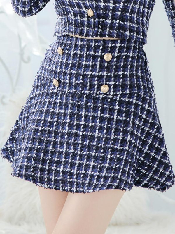 画像7: SALE!ネイビーツイードジャケットセットアップドレス/ローライズ/ローウエスト/チェック柄/ボタン/2ピース/谷間見せ/背中隠し/ミニドレス/キャバドレス【XS-Lサイズ/1カラー】[HC02] 【SB】dzw