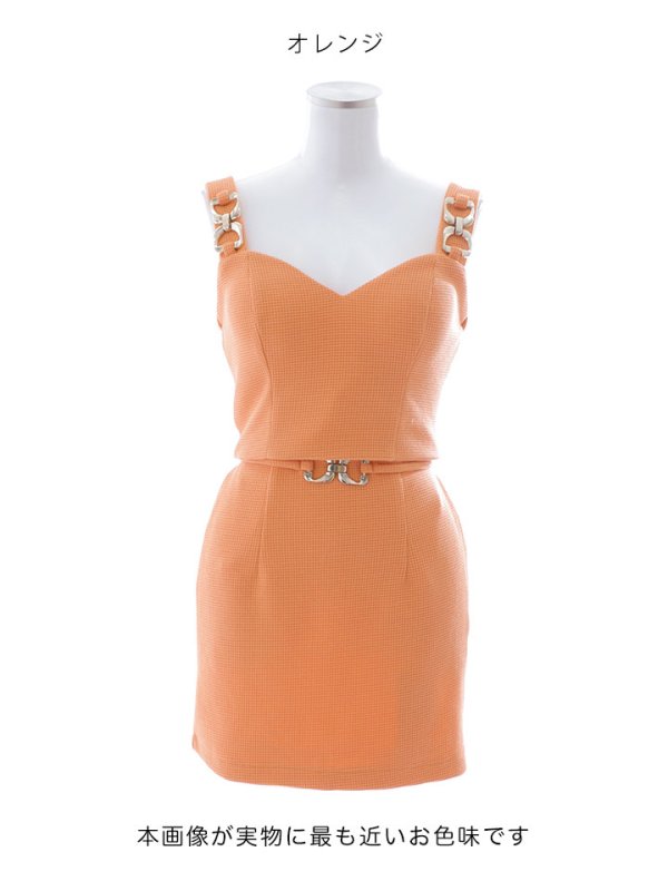 画像13: ワッフルセットアップドレス/キャミソール/ノースリーブ/チェーン/肌見せ/谷間見せ/タイト/ミニドレス/キャバドレス【XS-Mサイズ/1カラー】[OF01-X] 【SB】dzk