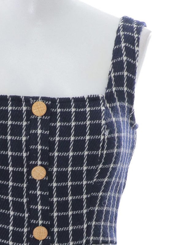 画像19: SALE!チェックドレス/ボタン/ノースリーブ/金ボタン/フレア/Aライン/谷間見せ/背中見せ/ミニドレス/キャバドレス【S-Lサイズ/1カラー】[HC02] 【SB】dzw