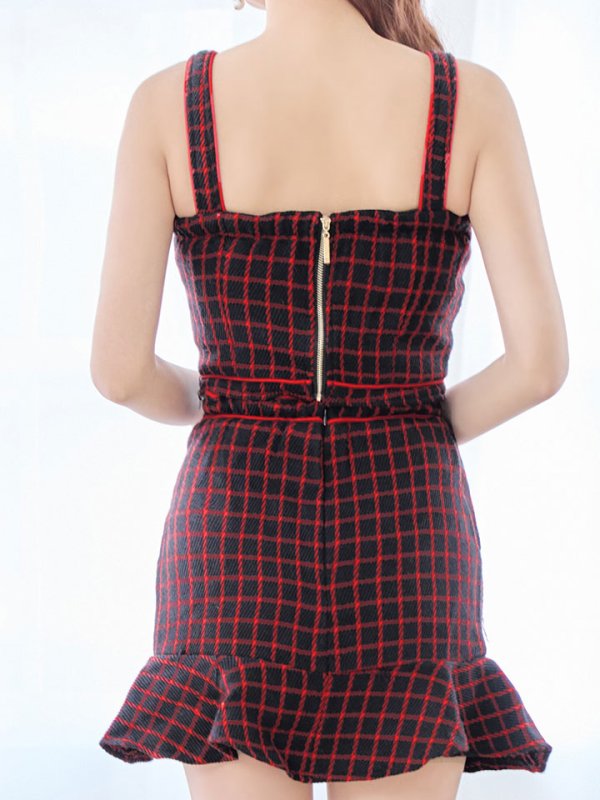 画像11: SALE!格子チェック柄セットアップ/ノースリーブ/マーメイド/キャバドレス/ミニドレス【XS-Mサイズ/1カラー】[HC02] 【SB】dzw