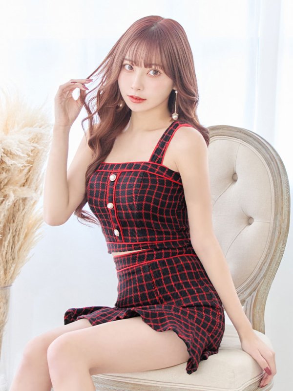 画像6: SALE!格子チェック柄セットアップ/ノースリーブ/マーメイド/キャバドレス/ミニドレス【XS-Mサイズ/1カラー】[HC02] 【SB】dzw