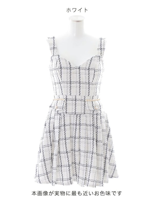 画像23: 新色登場!チェックノースリーブミニドレス/ゴールドチェーン/キャミソール/谷間見せ/フレア/プリーツスカート/ミニドレス/キャバドレス 【XS-XLサイズ/2カラー】[HC02-X] 【SB】dzc