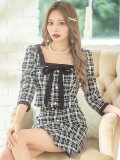 【送料無料】モノクロチェックリボンセットアップドレス/キャバドレス【S-Mサイズ/1カラー】[OF04] 【SB】dzw