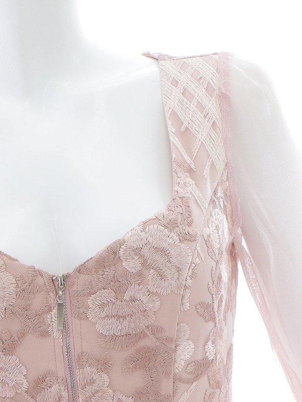 画像20: 刺繍レースフロントジップドレス/長袖/肌見せ/谷間見せ/マーメイド/ロングドレス/キャバドレス 【S-Lサイズ/2カラー】[HC02-X] 【SB】dzw