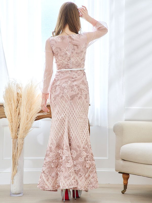 画像7: 刺繍レースフロントジップドレス/長袖/肌見せ/谷間見せ/マーメイド/ロングドレス/キャバドレス 【S-Lサイズ/2カラー】[HC02-X] 【SB】dzw