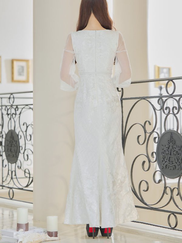 画像7: 刺繍レースフロントジップドレス/長袖/肌見せ/谷間見せ/マーメイド/ロングドレス/キャバドレス 【S-Lサイズ/2カラー】[HC02-X] 【SB】dzw