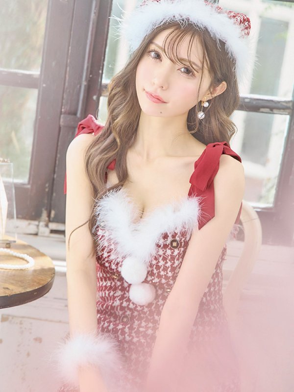 画像9: 【サンタセール！】【サンタコス 4点セット】【S-Lサイズ/2カラー】ショルダーリボン千鳥タイトサンタコスプレ[YMT]