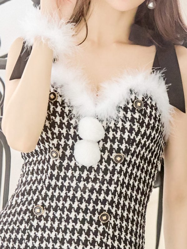 画像16: 【サンタセール！】【サンタコス 4点セット】【S-Lサイズ/2カラー】肩リボンブラック千鳥タイトサンタコスプレ[YMT]