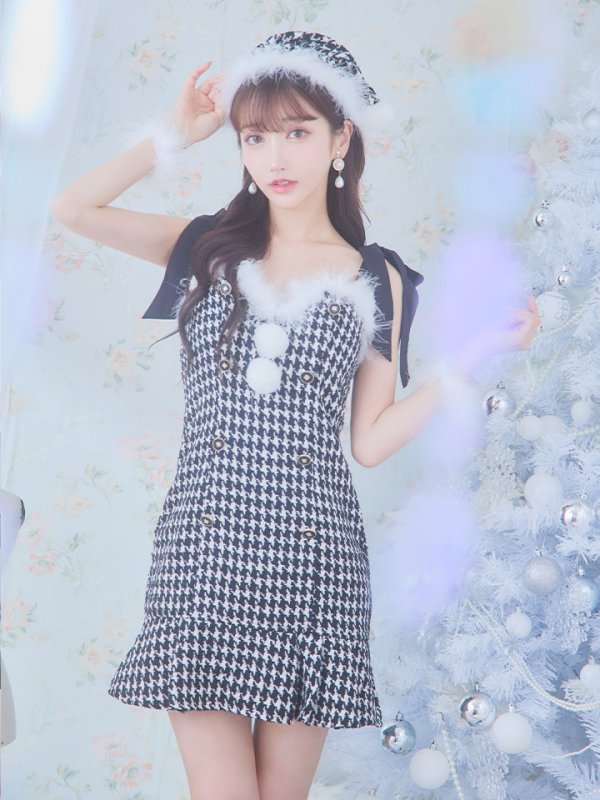 画像24: 【サンタセール！】【サンタコス 4点セット】【S-Lサイズ/2カラー】ショルダーリボン千鳥タイトサンタコスプレ[YMT]