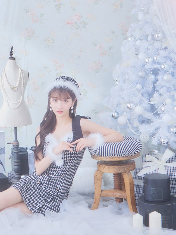 画像34: 【サンタセール！】【サンタコス 4点セット】【S-Lサイズ/2カラー】ショルダーリボン千鳥タイトサンタコスプレ[YMT]