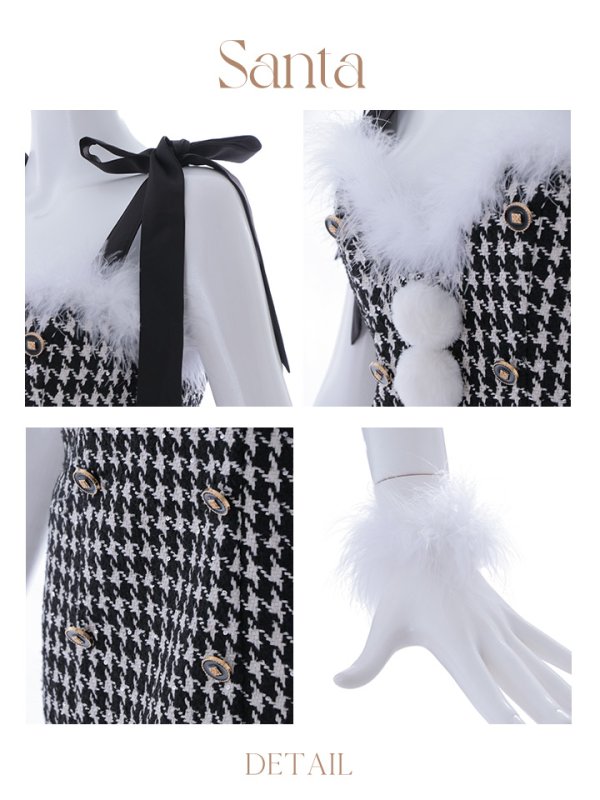 画像41: 【サンタセール！】【サンタコス 4点セット】【S-Lサイズ/2カラー】ショルダーリボン千鳥タイトサンタコスプレ[YMT]