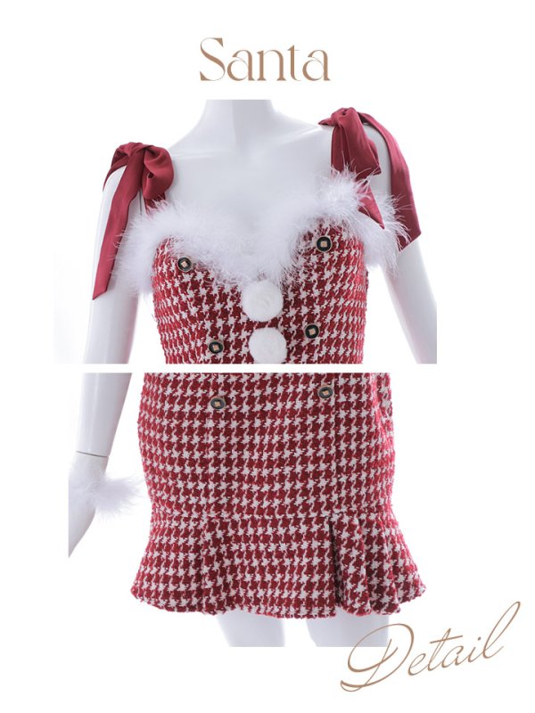画像44: 【サンタセール！】【サンタコス 4点セット】【S-Lサイズ/2カラー】ショルダーリボン千鳥タイトサンタコスプレ[YMT]