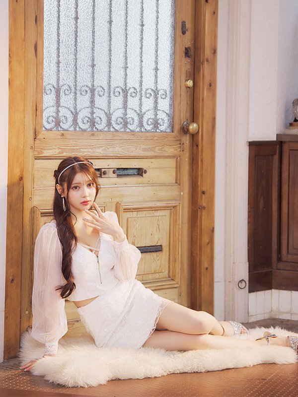 画像18: セットアップ刺繍レースミニドレス/フロントジップ/スパンコール/谷間見せ/背中隠し/肌見せ/バストクロス/シアー袖/ミニドレス/キャバドレス 【S-Lサイズ/4カラー】[HC02]【SB】dzw