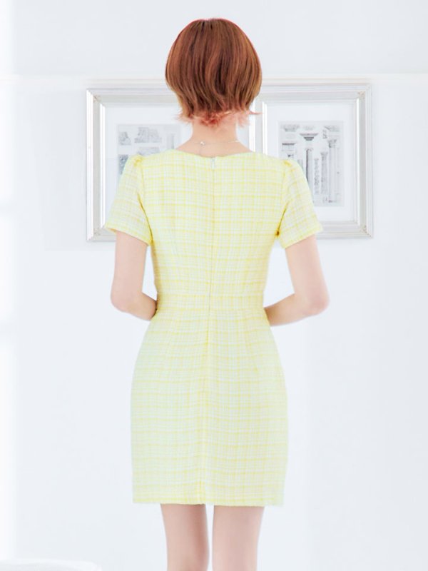 画像7: SALE!チェックツイードドレス/半袖/ジッパー/ミニドレス/キャバドレス【XS-Lサイズ/2カラー】[HC02] 【SB】dzw